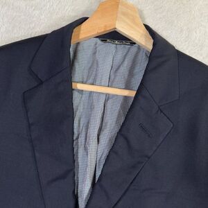 Jack Victor E. Thomas Blazer Jacket Mens 40L Navy Wool Preppy Casual Lightweight